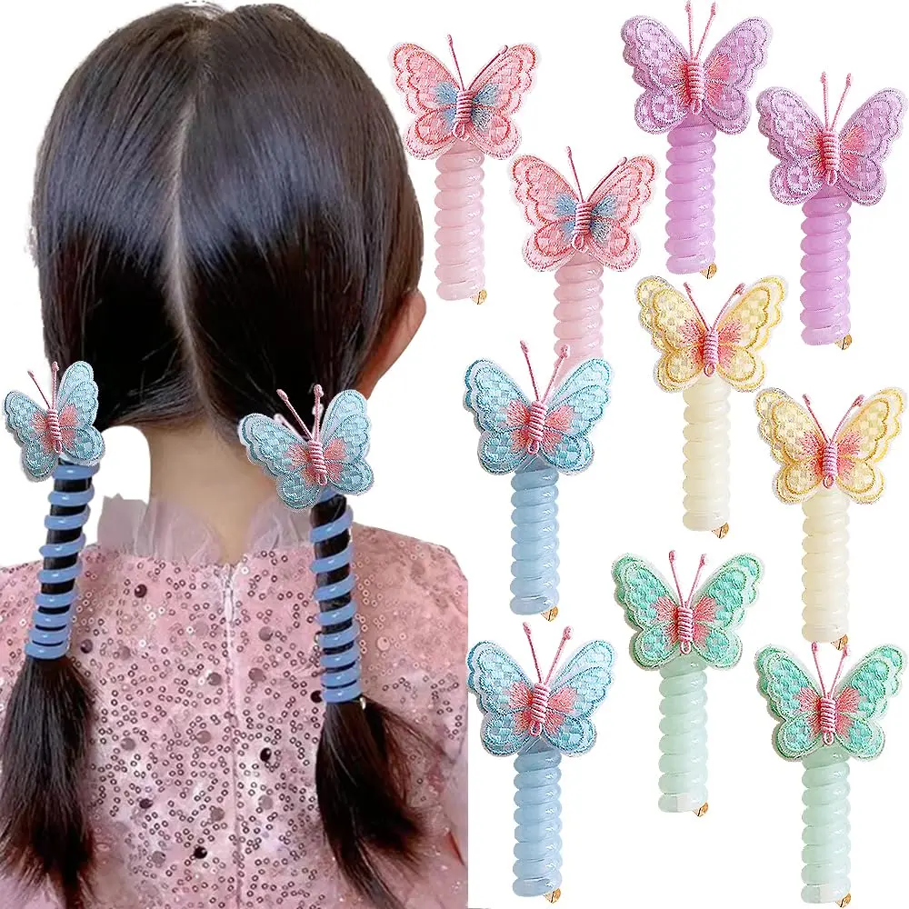 Butterfly Telephone Wire Hair Band – Cute & Colorful Spiral Hair Tie